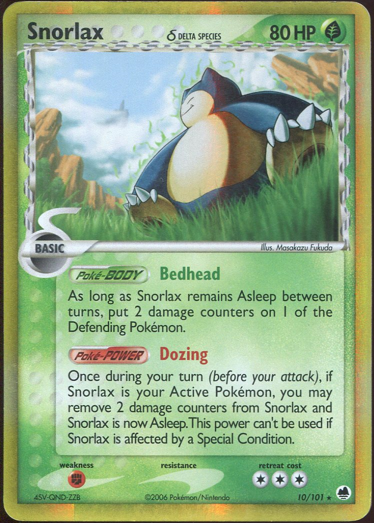 [LP] SNORLAX (DELTA SPACIES) DRAGON FRONTIERS REVERSE HOLO RARE 10/101