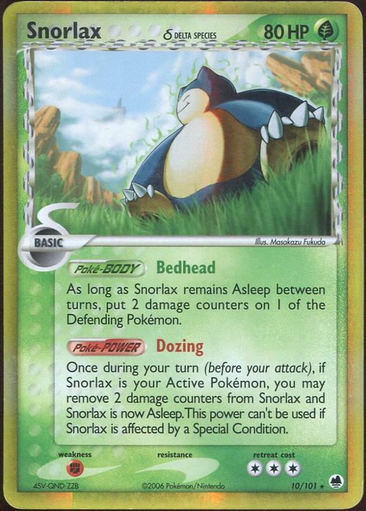 [LP] SNORLAX (DELTA SPACIES) DRAGON FRONTIERS REVERSE HOLO RARE 10/101