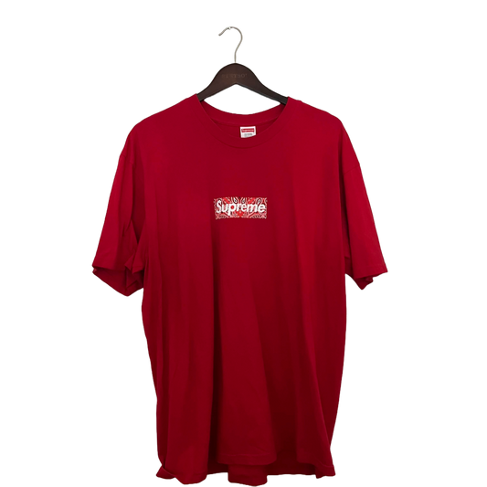 SUPREME - RED BANDANA BOX LOGO TEE FW19 USED XL