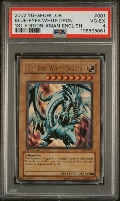 [PSA 4] BLUE-EYES WHITE DRAGON 1ST EDITION LOB-001 (ASIAN ENGLISH)