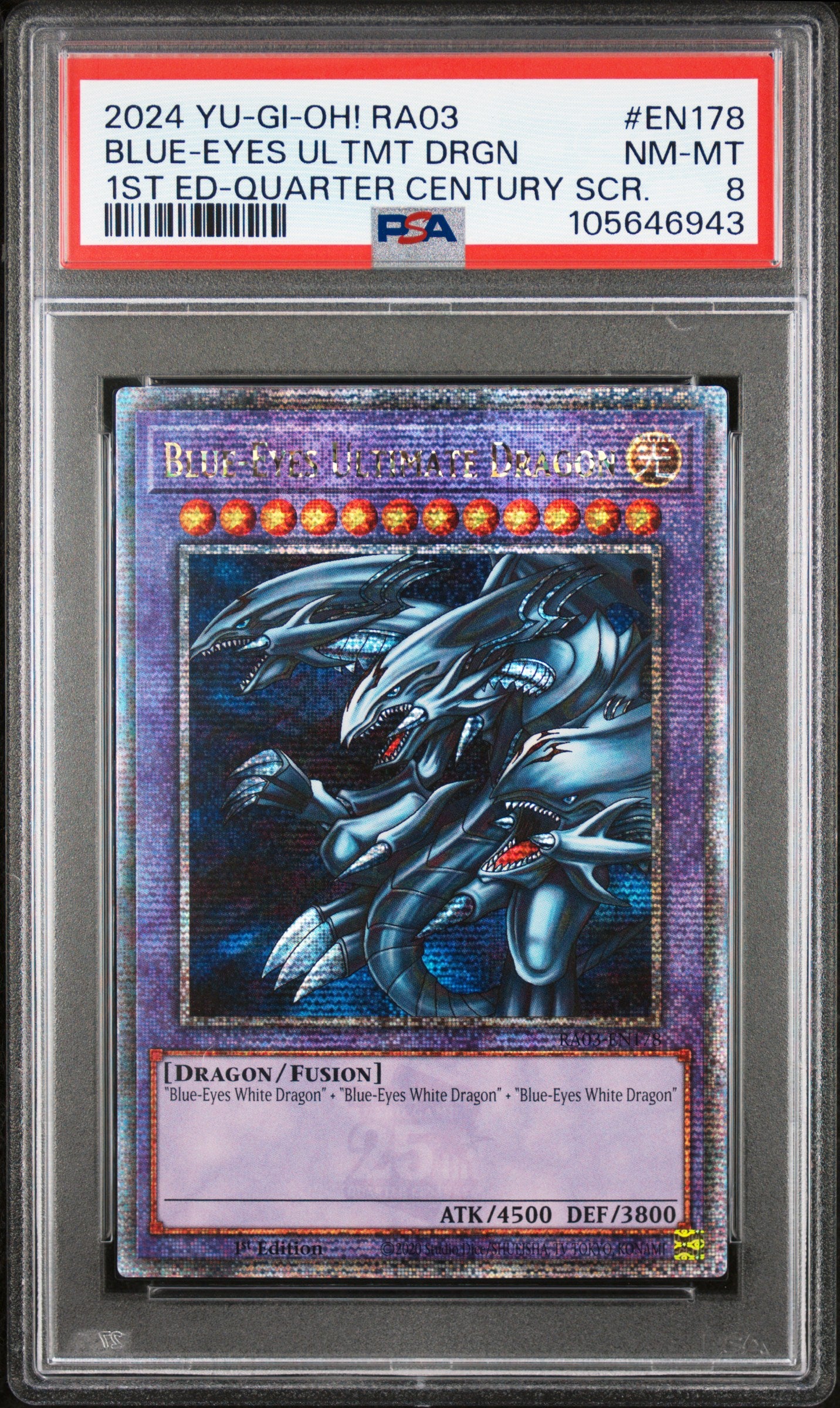 [PSA 8] BLUE-EYES ULTIMATE DRAGON 1ST EDITION QCR RA03-EN178