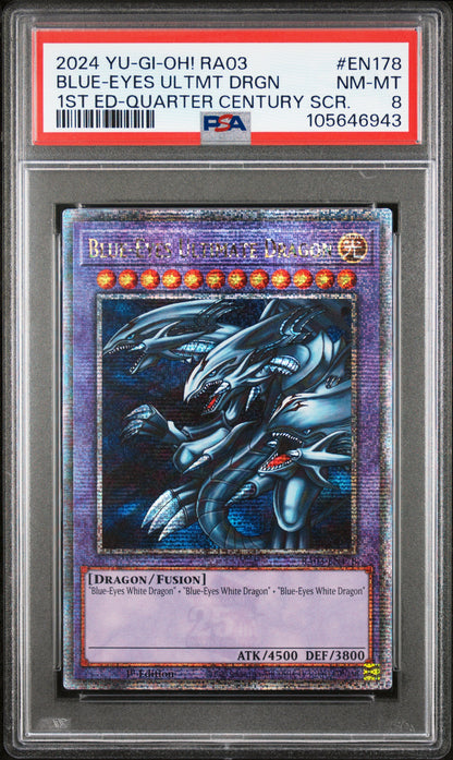 [PSA 8] BLUE-EYES ULTIMATE DRAGON 1ST EDITION QCR RA03-EN178