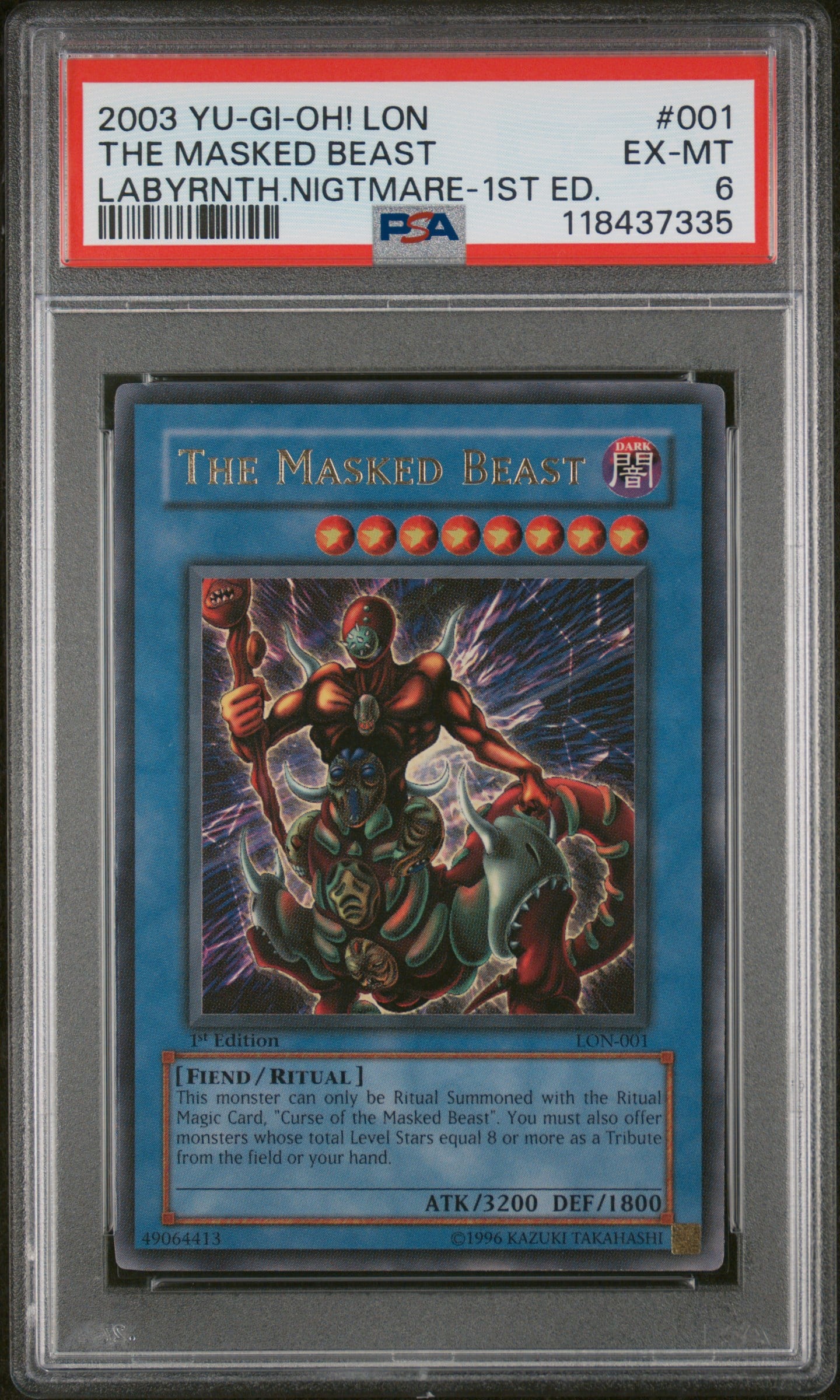 [PSA 6] THE MASKED BEAST 1ST EDITION LON-001